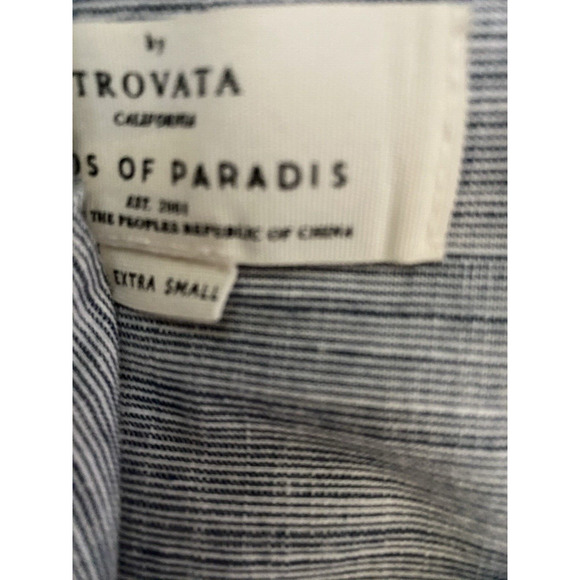 Trovata Birds of Paradise Henley Top Shirt Blue Long Sleeve Hidden Butto… - Picture 8 of 9